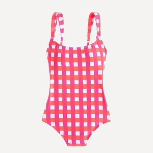 NWT J. Crew Gingham (PInk) One-piece Swimsuit